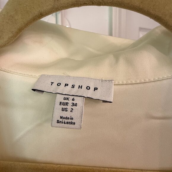 Topshop | Ivory Satin Button-Up Shirt | Size US 2 - Picture 4 of 5